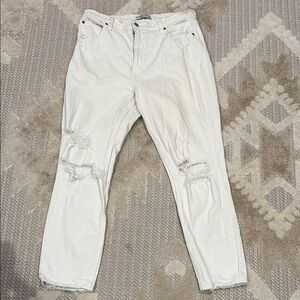 Abercrombie & Fitch The Skinny High Rise White Jeans - Distressed - Size 12